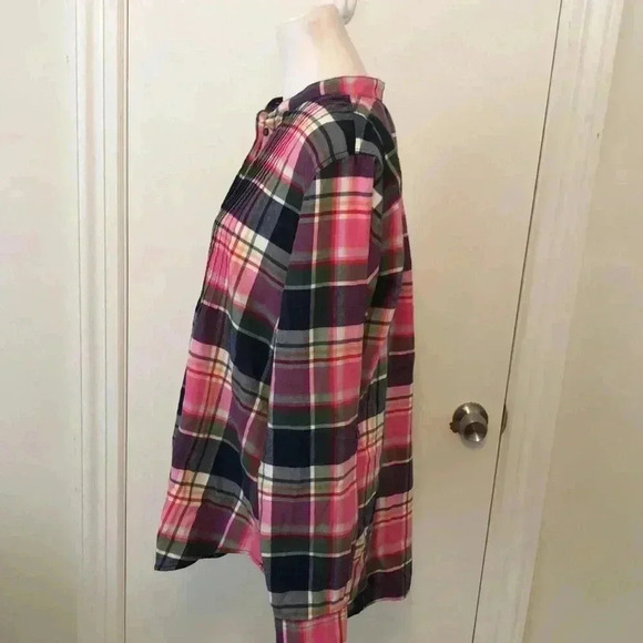 Lands End pullover plaid long sleeve cotton shirt. Size 14 - Picture 4 of 10